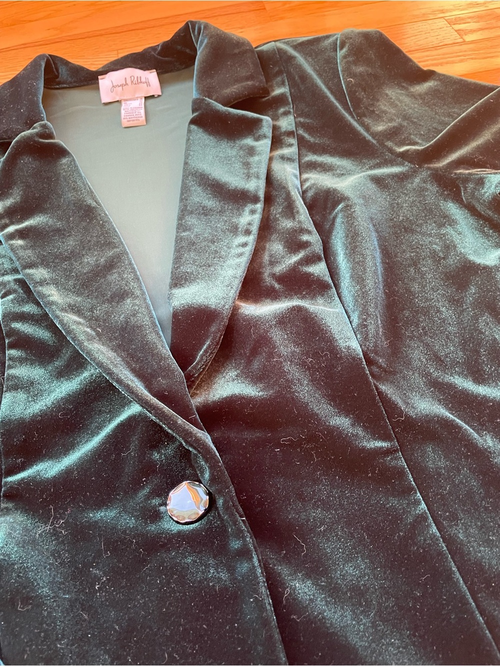 Joseph Ribkoff Green Velvet Single-Button Blazer - Picture 3 of 8